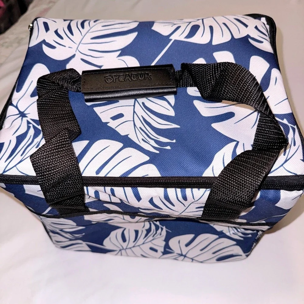 Speaqua Cooler‎ Bag Large Blue White Monstera Leaf Print New Insulated